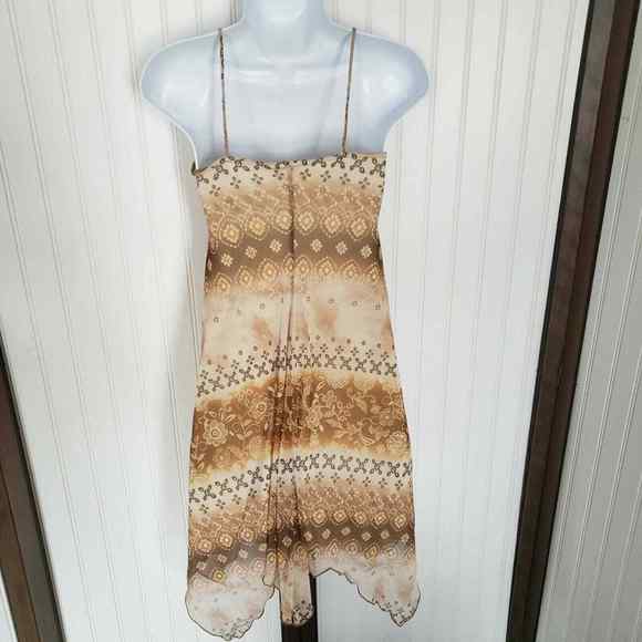 Vintage Brown Formal Boho Prom Dress 90s ombre chiffon hippie junior's t… - Picture 4 of 6